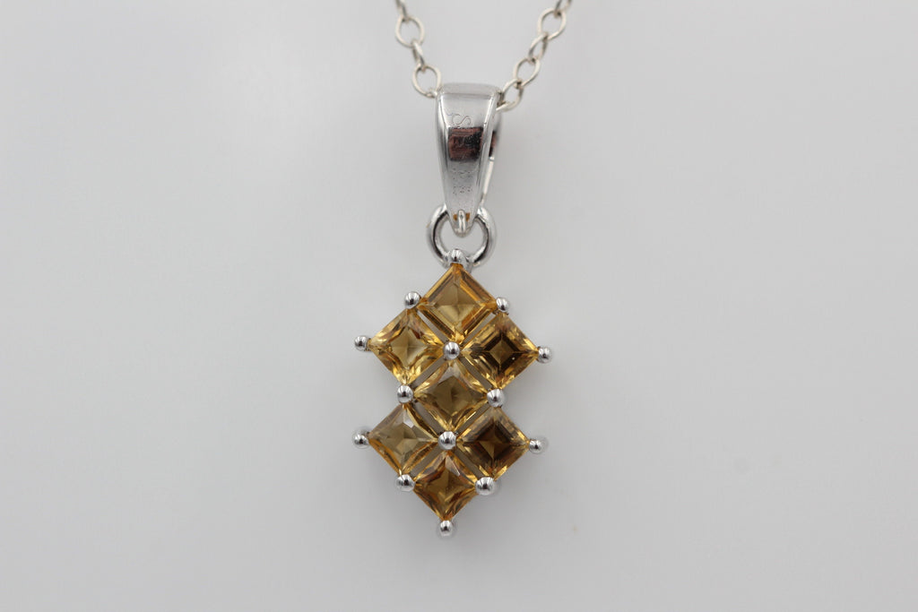 Echter Citrin Silberanhänger 925, Goldener Edelstein Schmuck, Gelbe Kristall Kette, Elegantes Design, 1,9 ct Unikat, Geschenk zum Geburtstag