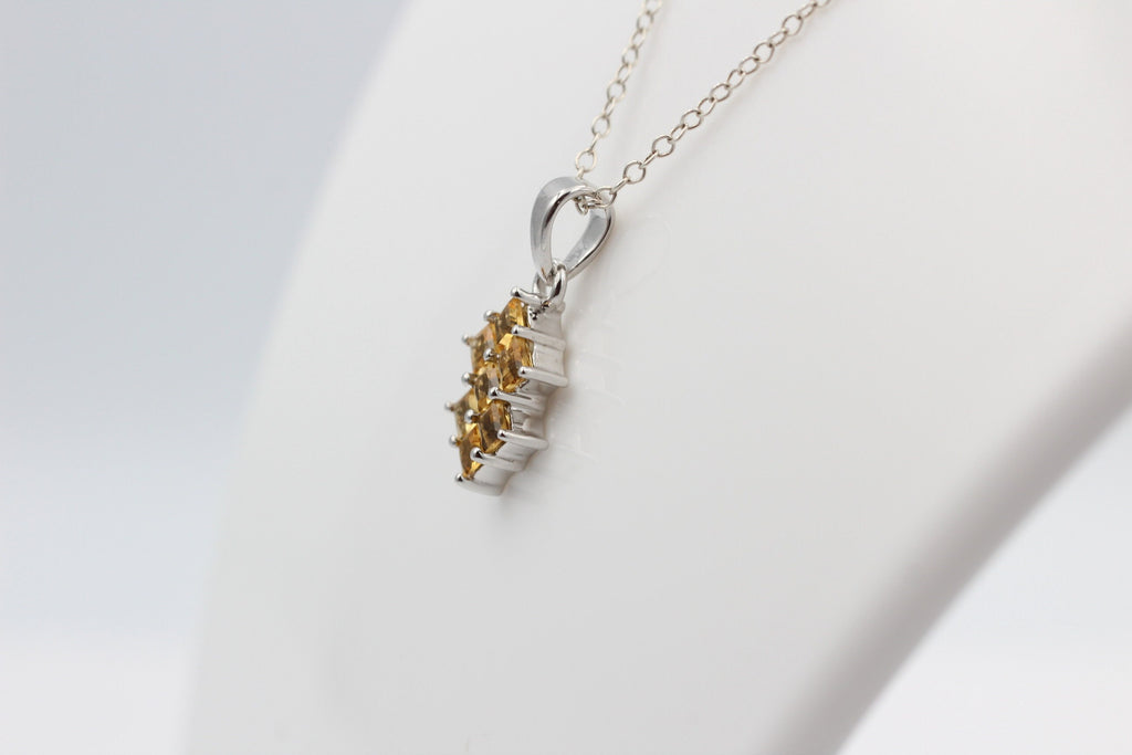Echter Citrin Silberanhänger 925, Goldener Edelstein Schmuck, Gelbe Kristall Kette, Elegantes Design, 1,9 ct Unikat, Geschenk zum Geburtstag