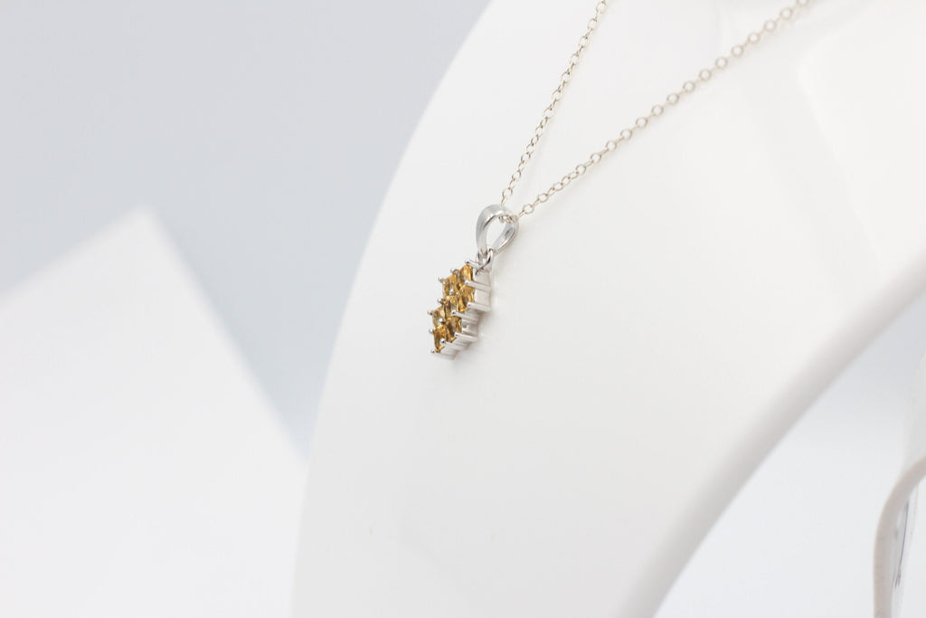 Echter Citrin Silberanhänger 925, Goldener Edelstein Schmuck, Gelbe Kristall Kette, Elegantes Design, 1,9 ct Unikat, Geschenk zum Geburtstag