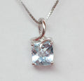 Edler 1,4 Carat Blautopas Anhanger 925 Silber Collier Kette himmelblauer Topas