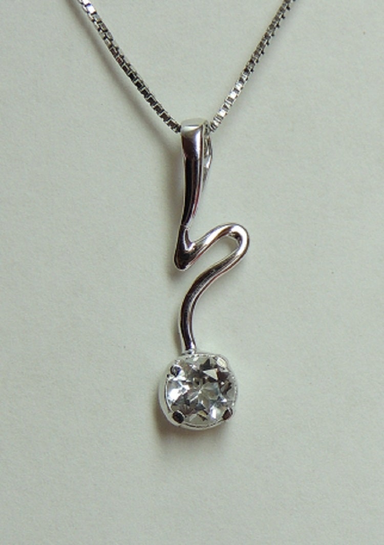 Edler 0,40 Carat weisstopas Anhanger 925 Silber Collier Kette weisser Topas