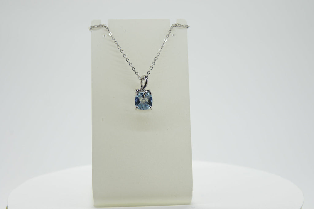 Edler 1,4 Carat Blautopas Anhanger 925 Silber Collier Kette himmelblauer Topas