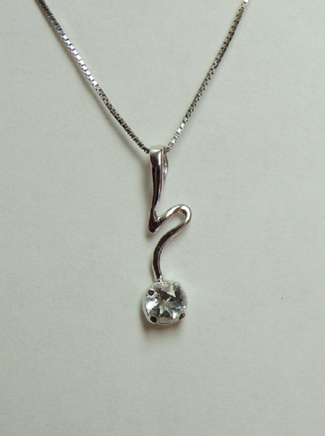Edler 0,40 Carat weisstopas Anhanger 925 Silber Collier Kette weisser Topas