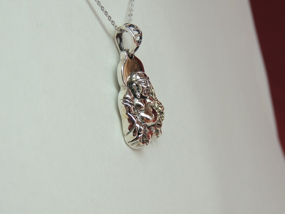 Buddha Anhanger 925 Silber Collier Kette.. Silberbuddha  1,6 x 1,5 cm