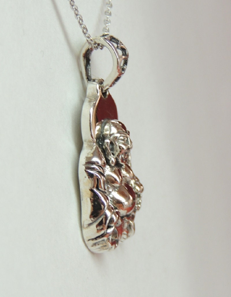Buddha Anhanger 925 Silber Collier Kette.. Silberbuddha  1,6 x 1,5 cm