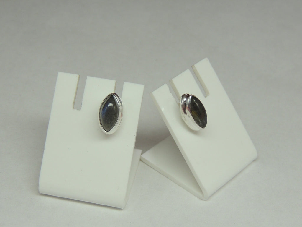 Edle 1.9 Carat Cabochon Labradorit Ohrstecker 925 Silber Unisex irrisierender Edelstein