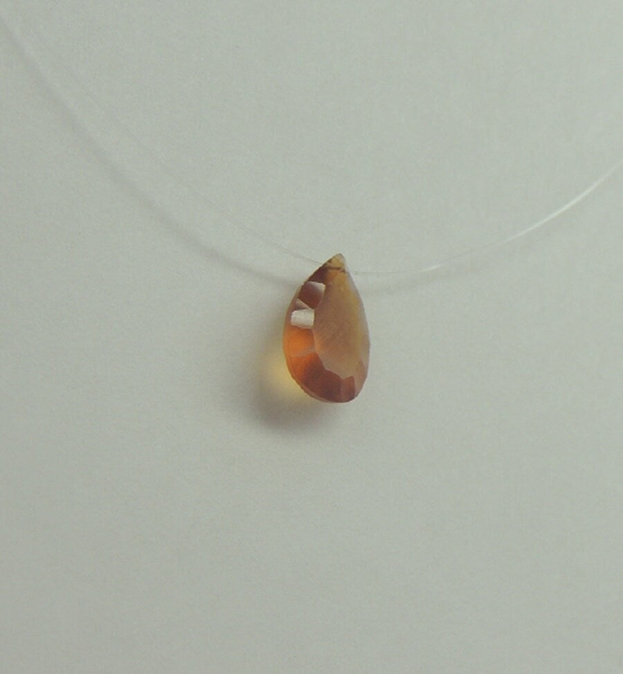 2,0 Carat Concave Schliff Honid Quarz Collier schwebender Stein 925 Silber ca 49 cm