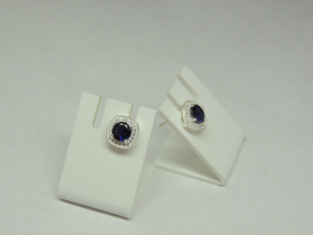 1,5 Carat Iolith Ohrstecker mit Zirkonia 925 Silber Ohrring Ohrschmuck Wassersaphir