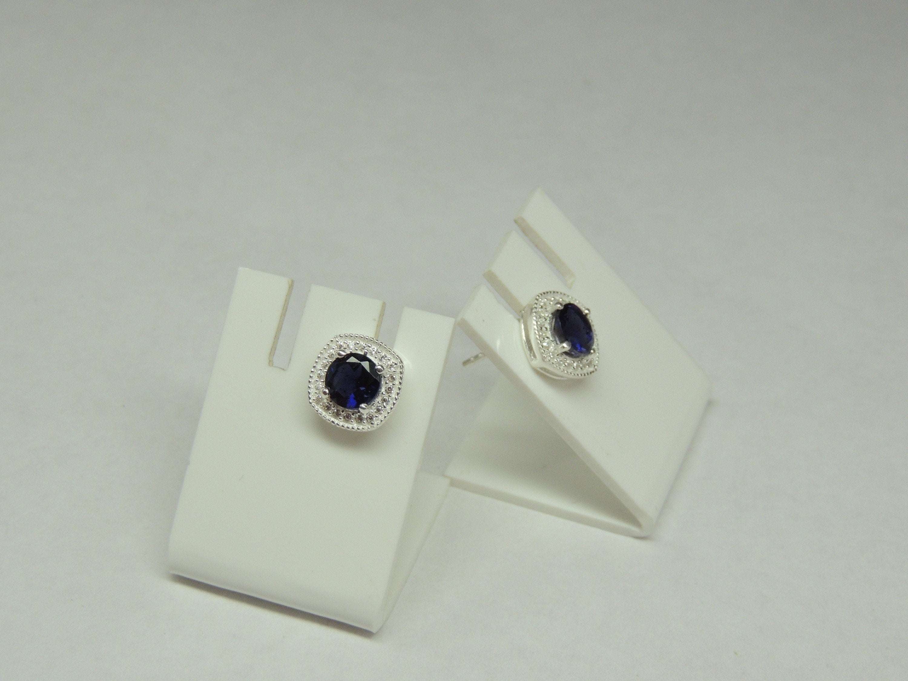 1,5 Carat Iolith Ohrstecker mit Zirkonia 925 Silber Ohrring Ohrschmuck Wassersaphir