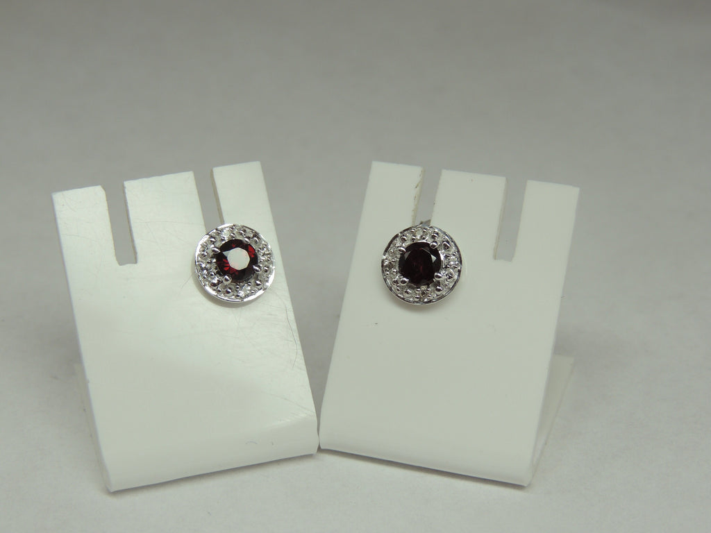 Edle 1,2 Carat Granat weisstopas Ohrstecker 925 Silber Ohrring blutroter Granat