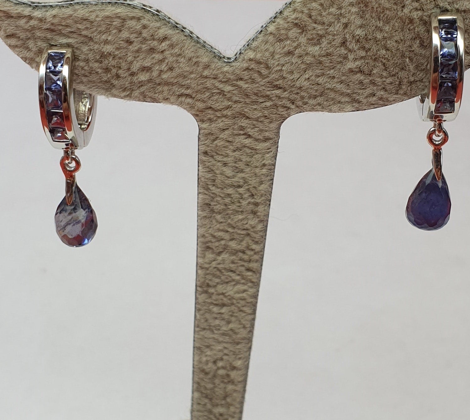 Edler 3,8 Carat Iolith Ohrcreolen 925 Silber Creolen  Ohrschmuck Ohrring