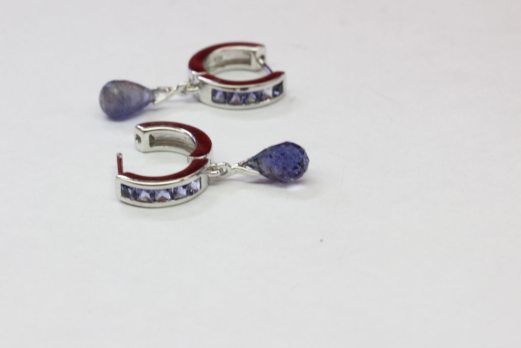 Edler 3,8 Carat Iolith Ohrcreolen 925 Silber Creolen  Ohrschmuck Ohrring
