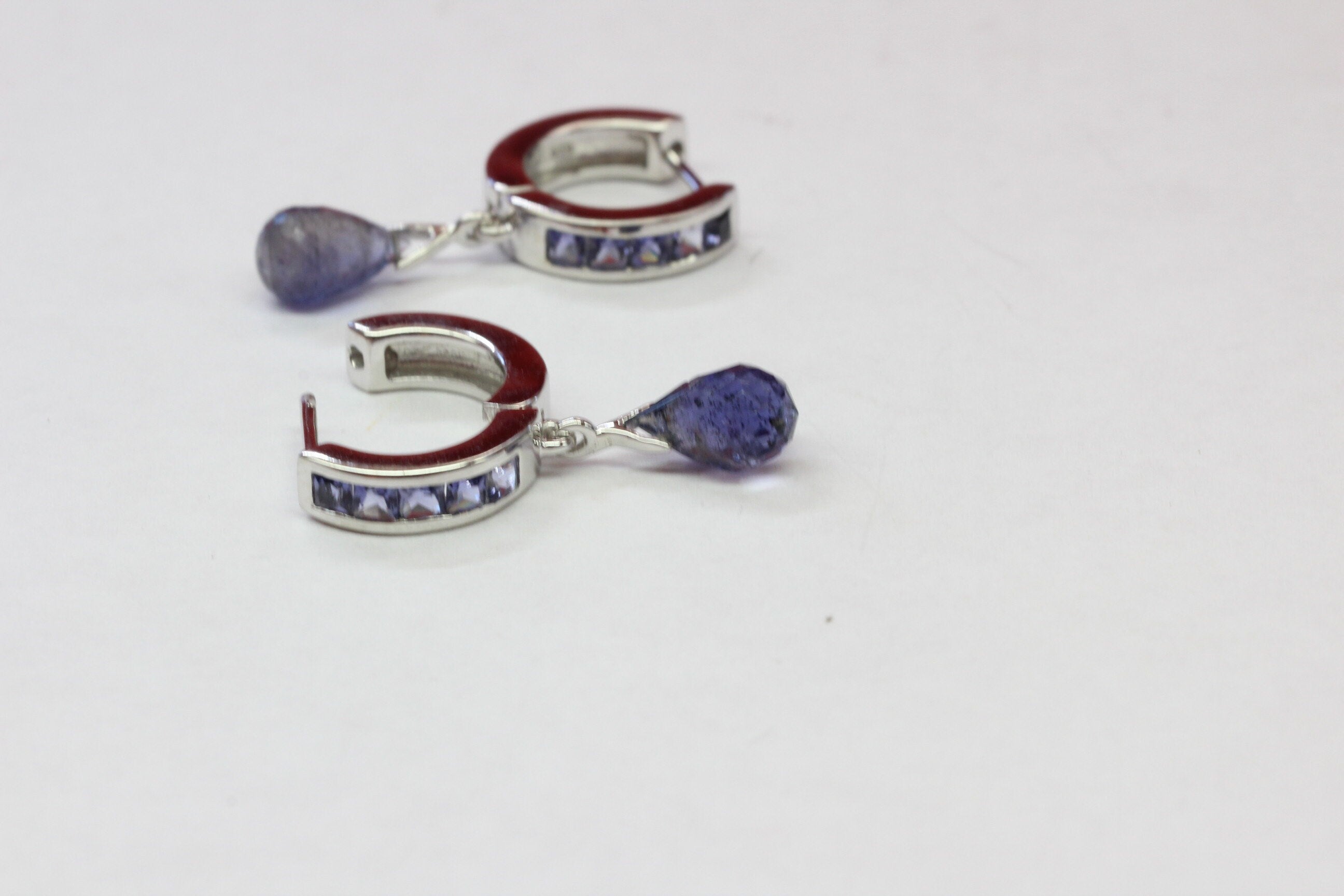 Edler 3,8 Carat Iolith Ohrcreolen 925 Silber Creolen  Ohrschmuck Ohrring