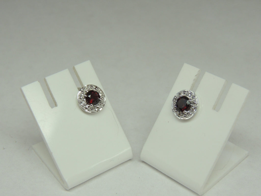 Edle 1,2 Carat Granat weisstopas Ohrstecker 925 Silber Ohrring blutroter Granat