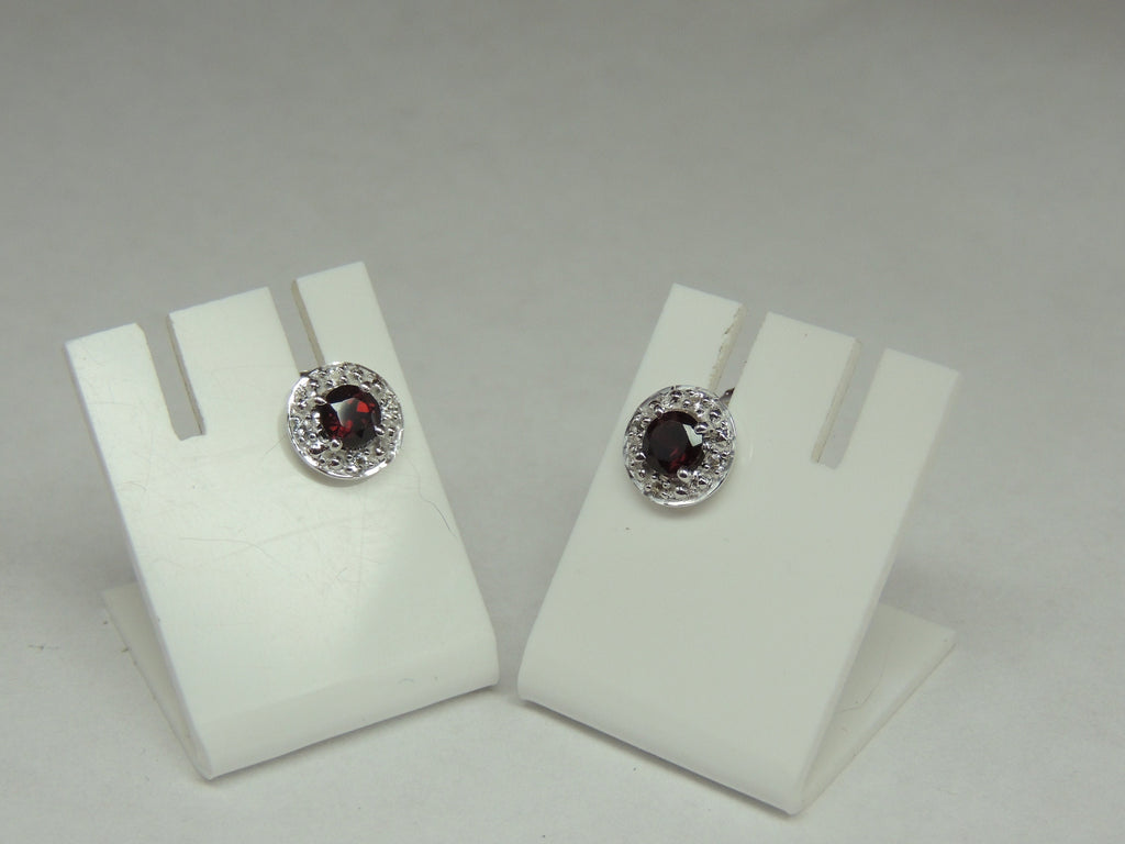 Edle 1,2 Carat Granat weisstopas Ohrstecker 925 Silber Ohrring blutroter Granat