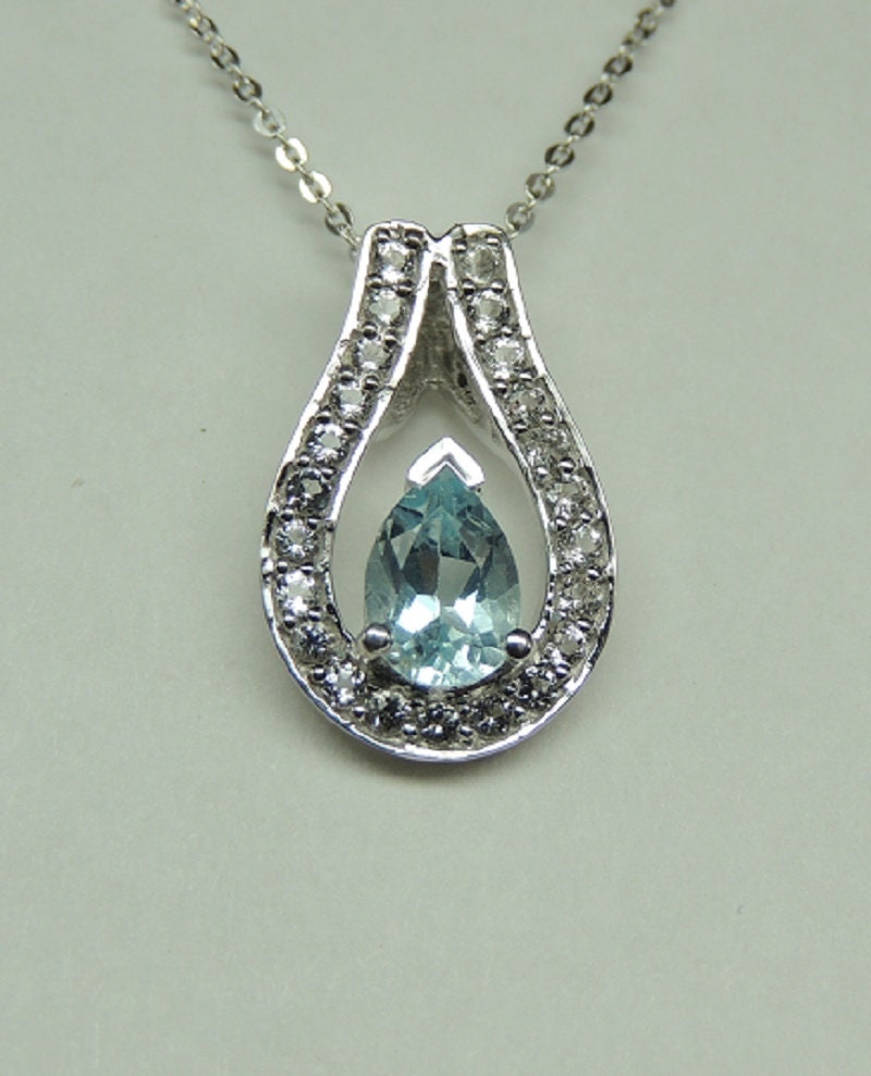 Edle 1,30 Carat Blautopas Anhänger 925 Silber weisstopas 925 Silber