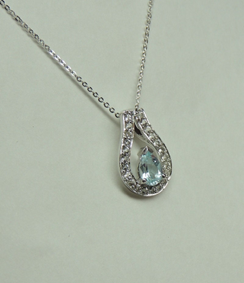 Edle 1,30 Carat Blautopas Anhänger 925 Silber weisstopas 925 Silber