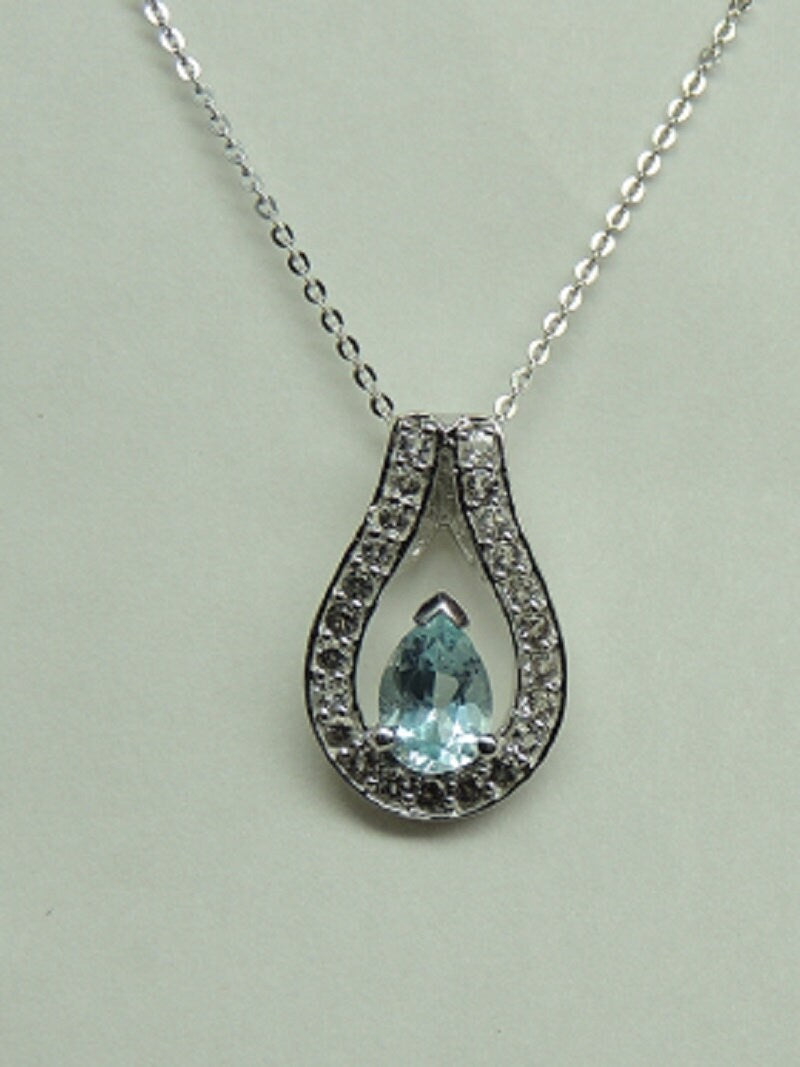 Edle 1,30 Carat Blautopas Anhänger 925 Silber weisstopas 925 Silber