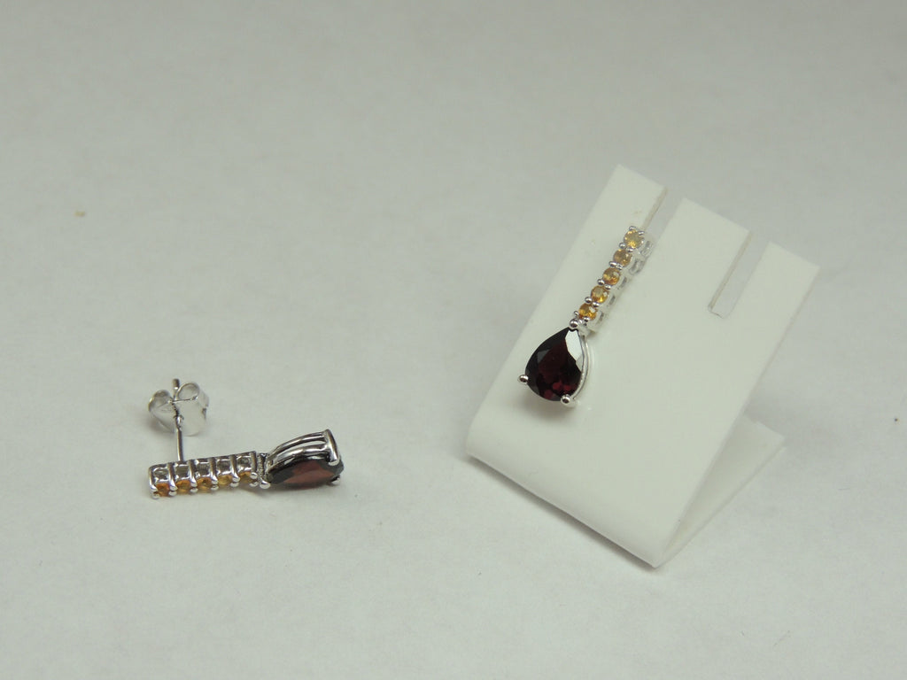 Edle 2,65 Carat Granat Citrin Ohrstecker 925 Silber blutroter Granat ein Traum