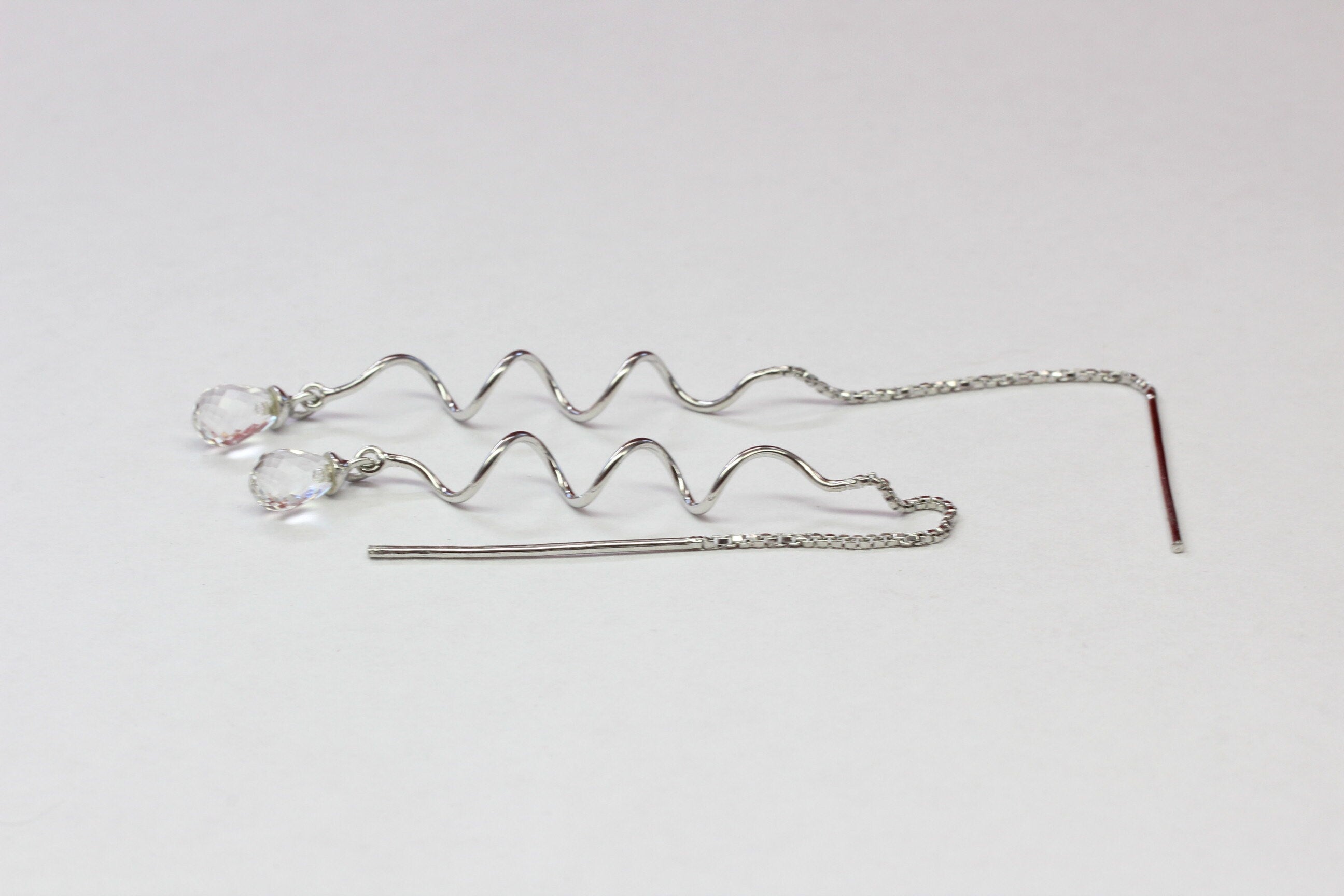 Edle 3,10 Carat weisstopas Ohrhanger Durchzieher 925 Silber weiser Topas Top