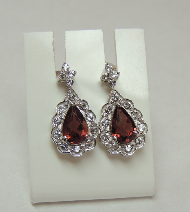 Edle 2,15 Carat Granat weisstopas Ohrstecker 925 Silber Ohrring weisser Topas