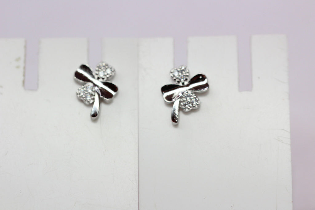 Edle Kleeblatt Ohrstecker mit Zirkonia 925  Silber Ohrring Edel Top  ca 9 mm