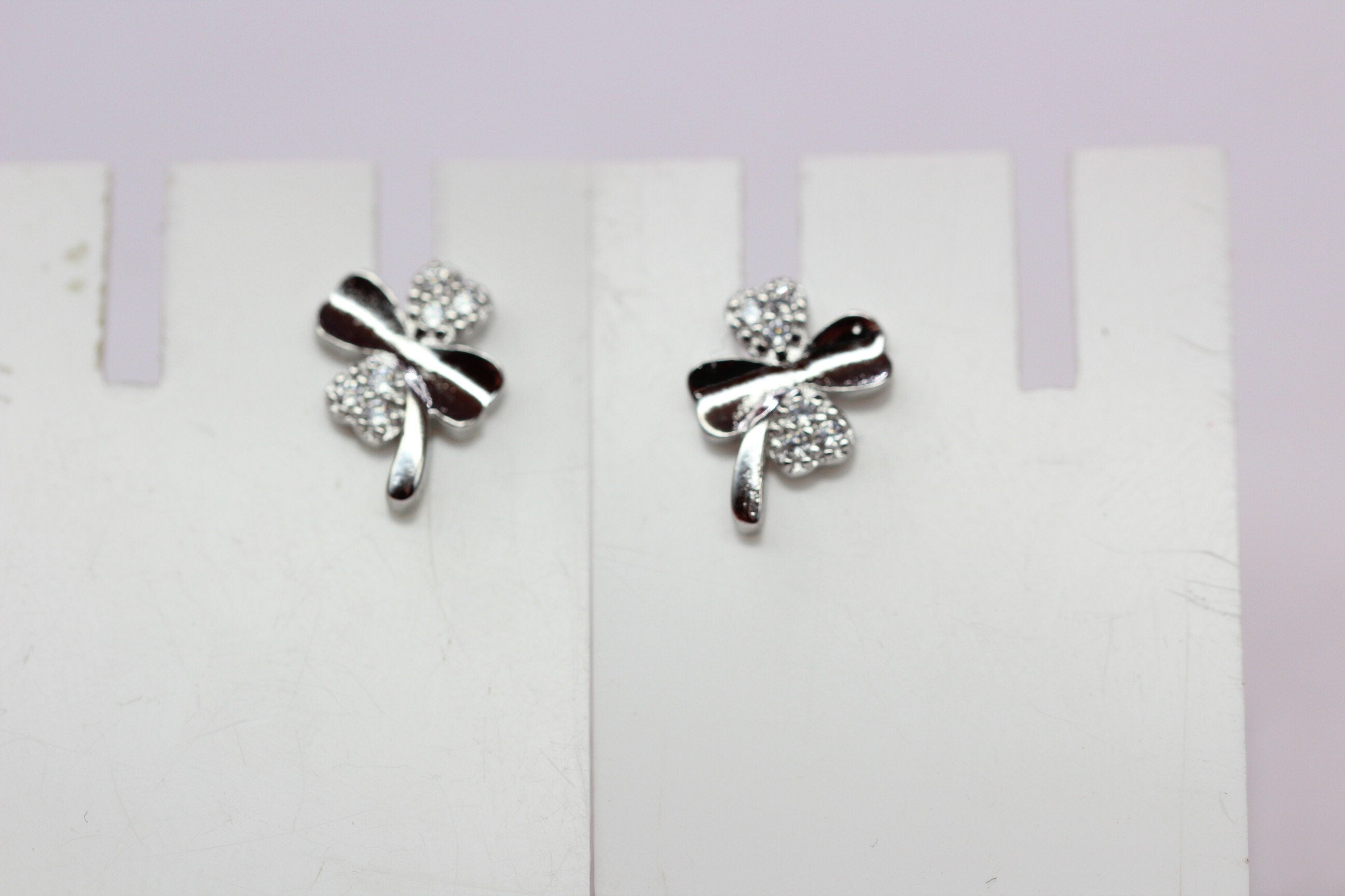 Edle Kleeblatt Ohrstecker mit Zirkonia 925  Silber Ohrring Edel Top  ca 9 mm