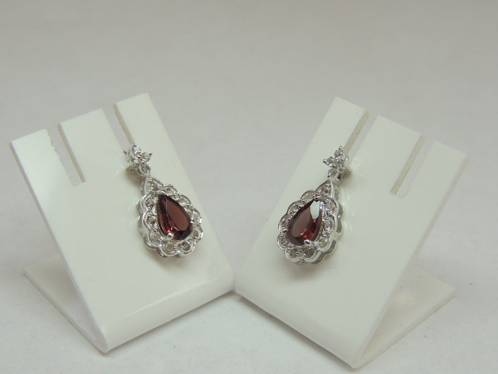 Edle 2,15 Carat Granat weisstopas Ohrstecker 925 Silber Ohrring weisser Topas