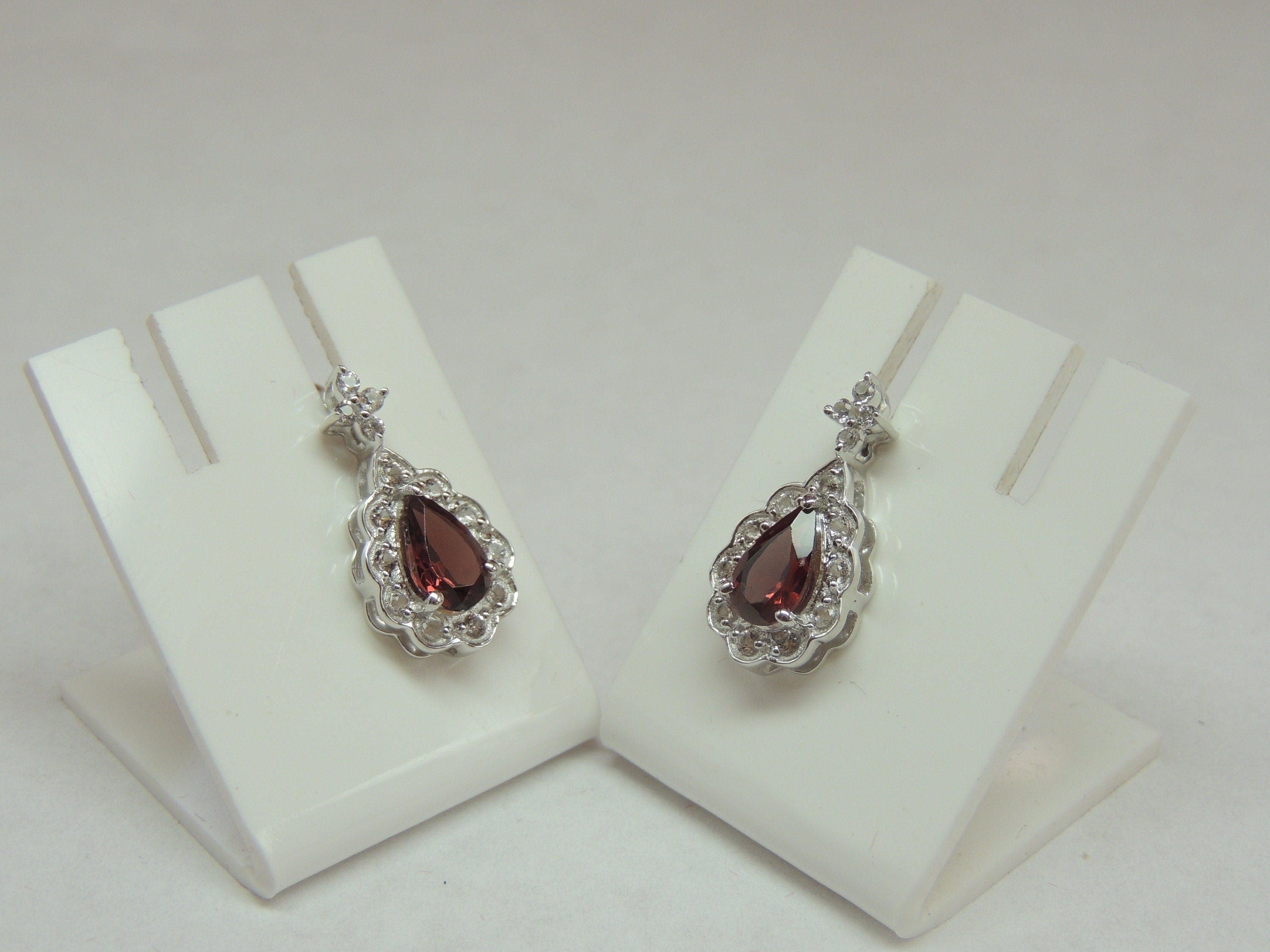 Edle 2,15 Carat Granat weisstopas Ohrstecker 925 Silber Ohrring weisser Topas