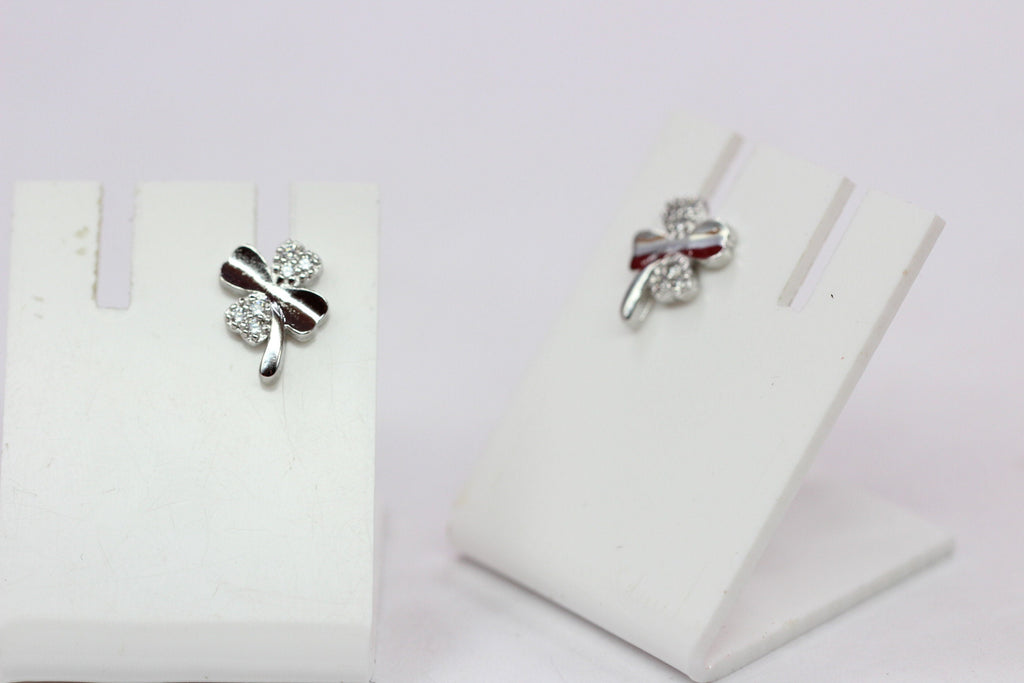 Edle Kleeblatt Ohrstecker mit Zirkonia 925  Silber Ohrring Edel Top  ca 9 mm