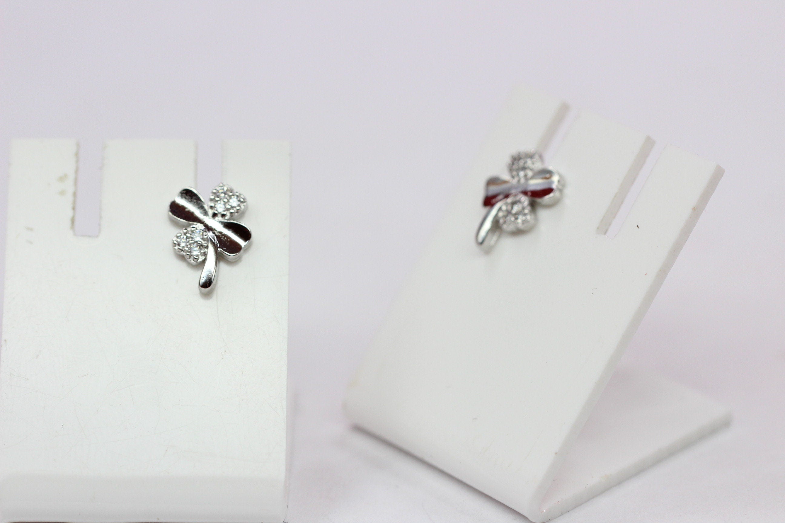 Edle Kleeblatt Ohrstecker mit Zirkonia 925  Silber Ohrring Edel Top  ca 9 mm