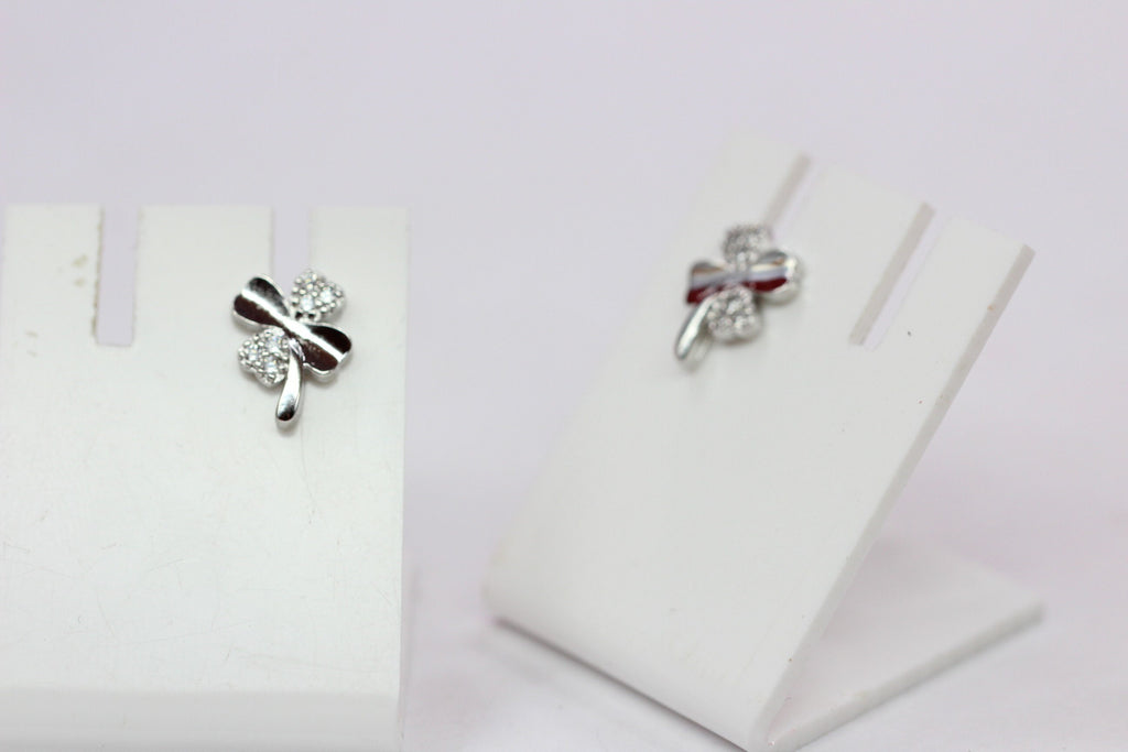 Edle Kleeblatt Ohrstecker mit Zirkonia 925  Silber Ohrring Edel Top  ca 9 mm