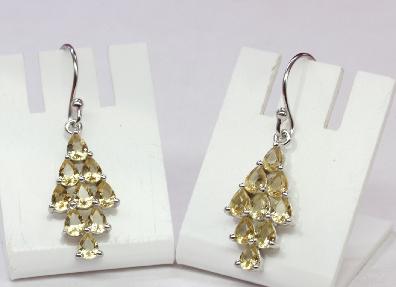 Edle 2,55 Carat Citrin Ohrhanger 925 Silber hellgelber Edelstein Top  18 Edelsteine