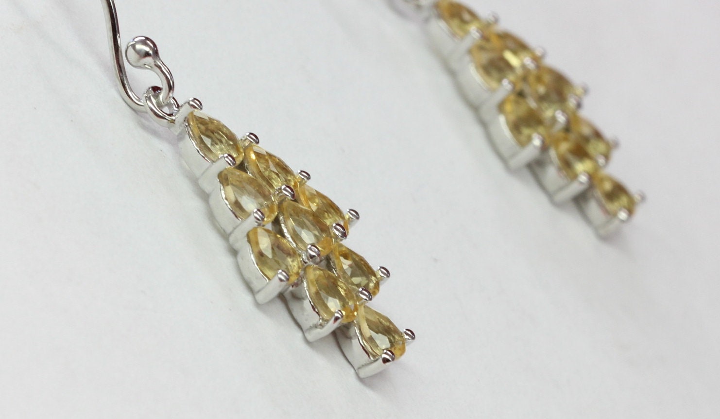 Edle 2,55 Carat Citrin Ohrhanger 925 Silber hellgelber Edelstein Top  18 Edelsteine
