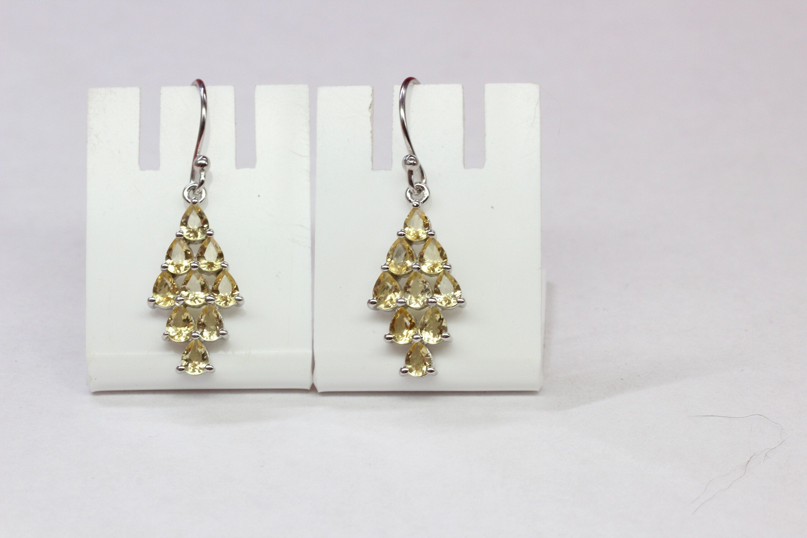 Edle 2,55 Carat Citrin Ohrhanger 925 Silber hellgelber Edelstein Top  18 Edelsteine