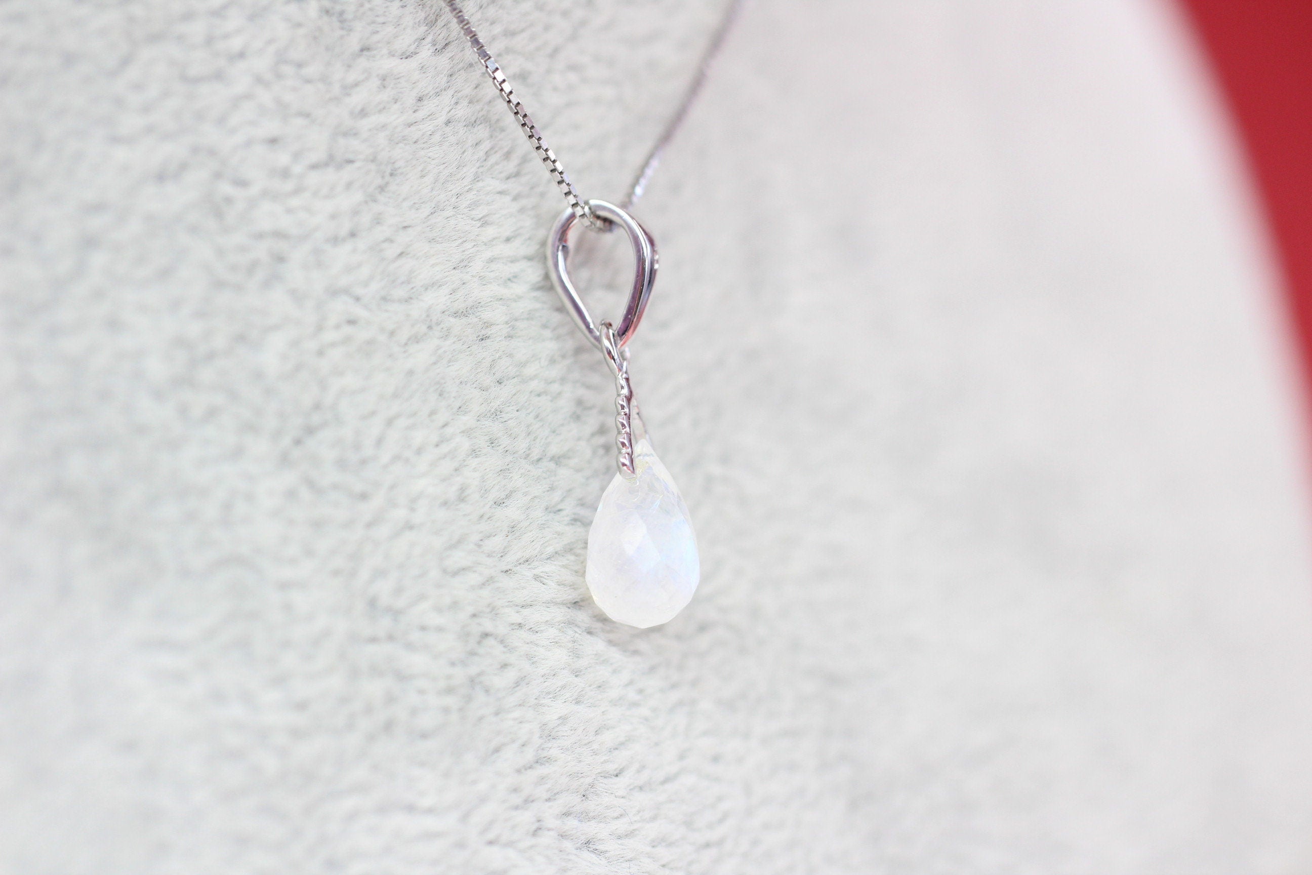 Edler 2,25 Carat Mondlichttopas Anhanger 925 Silber Collier Kette Top Edelstein