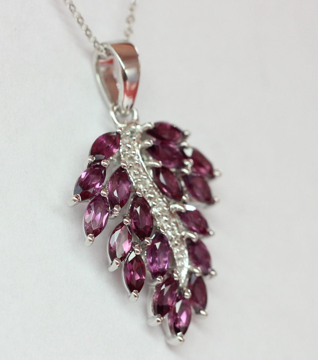 Edler 3,05  Carat Rhodolith weisstopas Anhanger 925 Silber Collier Kette Top Edel