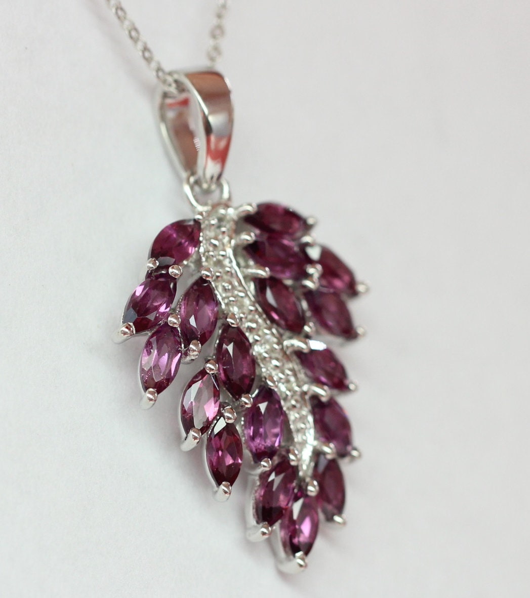 Edler 3,05  Carat Rhodolith weisstopas Anhanger 925 Silber Collier Kette Top Edel