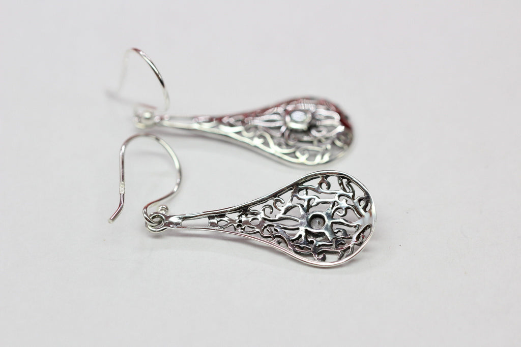 Edle 0,2 Carat Blautopas Ohrhanger filigran gearbeitet 925 Silber sky blue Topas