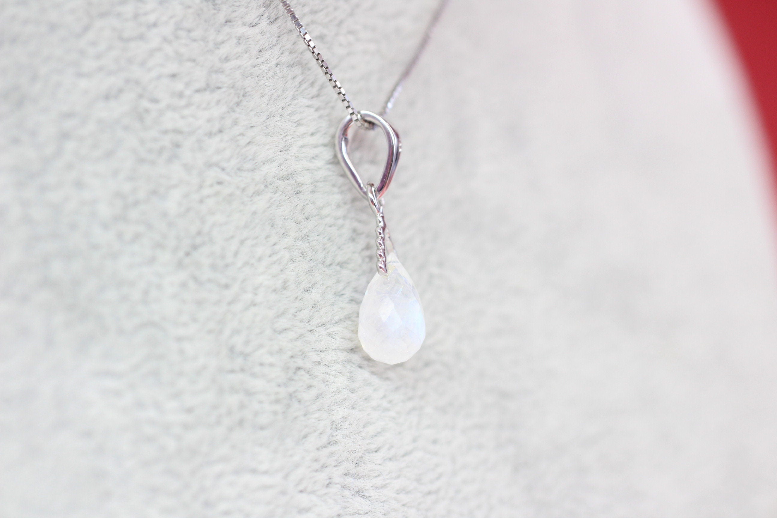 Edler 2,25 Carat Mondlichttopas Anhanger 925 Silber Collier Kette Top Edelstein