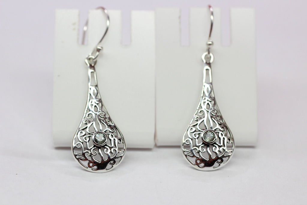 Edle 0,2 Carat Blautopas Ohrhanger filigran gearbeitet 925 Silber sky blue Topas