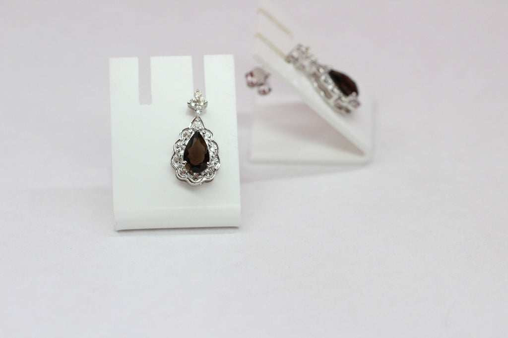 Edle 1,09 Carat Rauchquarz weisstopas Ohrstecker 925 Silber Ohrring Rauchtopas