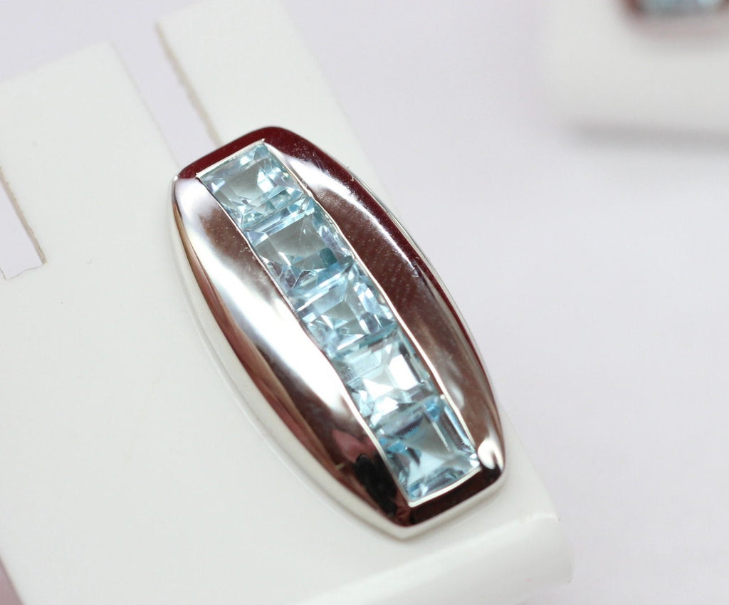 Edle 3,8 Carat Blautoaps Designer Ohrstecker 925 Silber Ohrring Ohrschmuck Carree Schliff