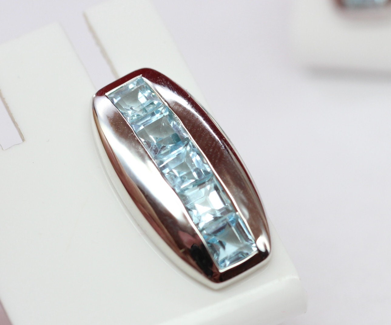 Edle 3,8 Carat Blautoaps Designer Ohrstecker 925 Silber Ohrring Ohrschmuck Carree Schliff