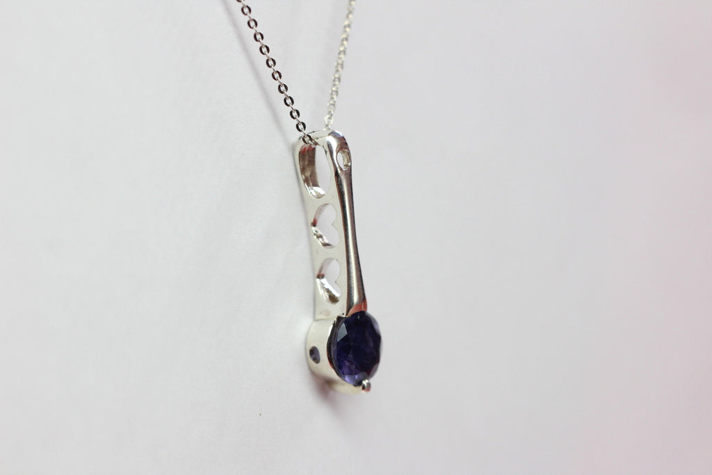 Edler 2,2 Carat lolith Anhanger 925 Silber Wassersaphir Luchssaphir