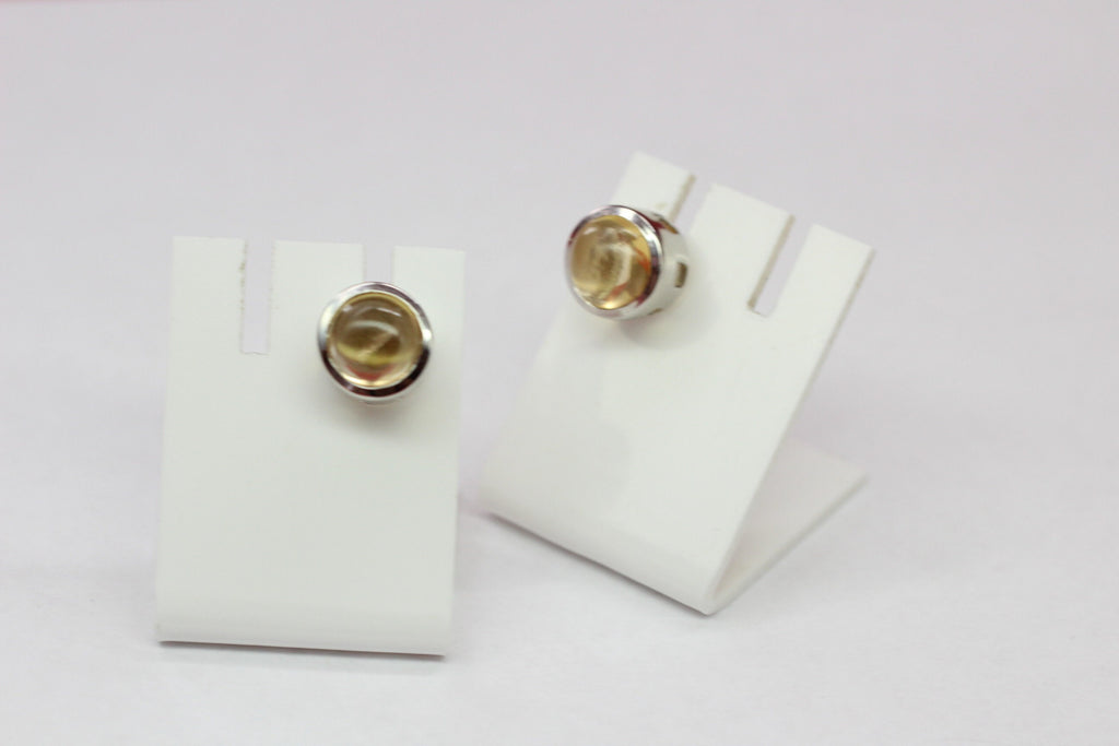 4,59 Carat Citrin Cabochon Ohrstecker 925 Silber gelber Edelstein Unisex