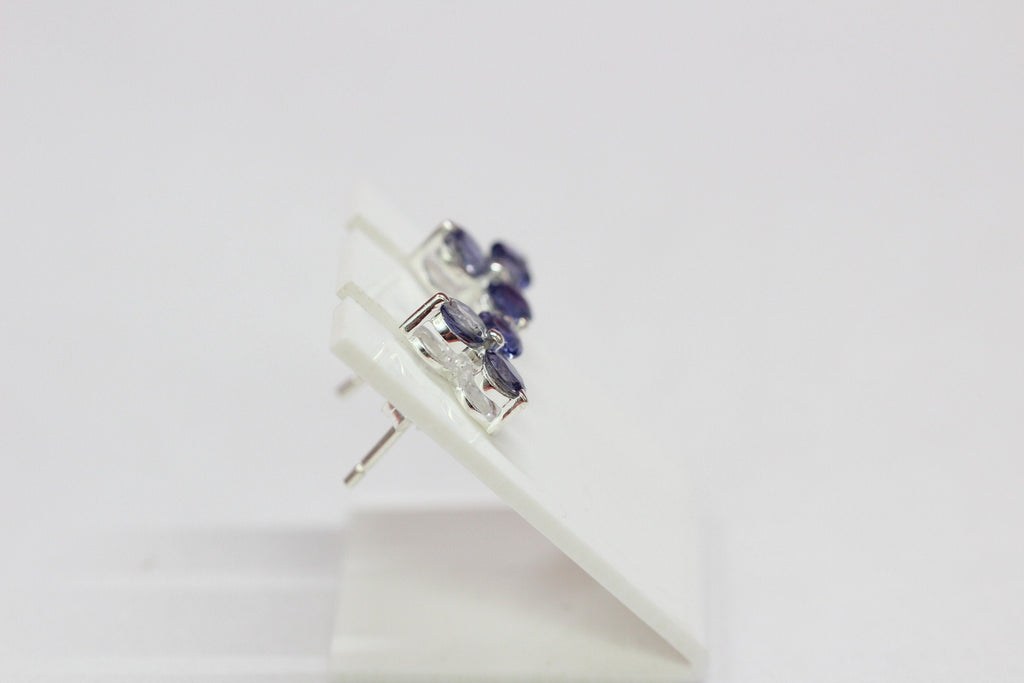 Edle 0,52 Carat Iolith Ohrstecker 925 Siilber Wassersahir Luchssaphir Ohrschmuck