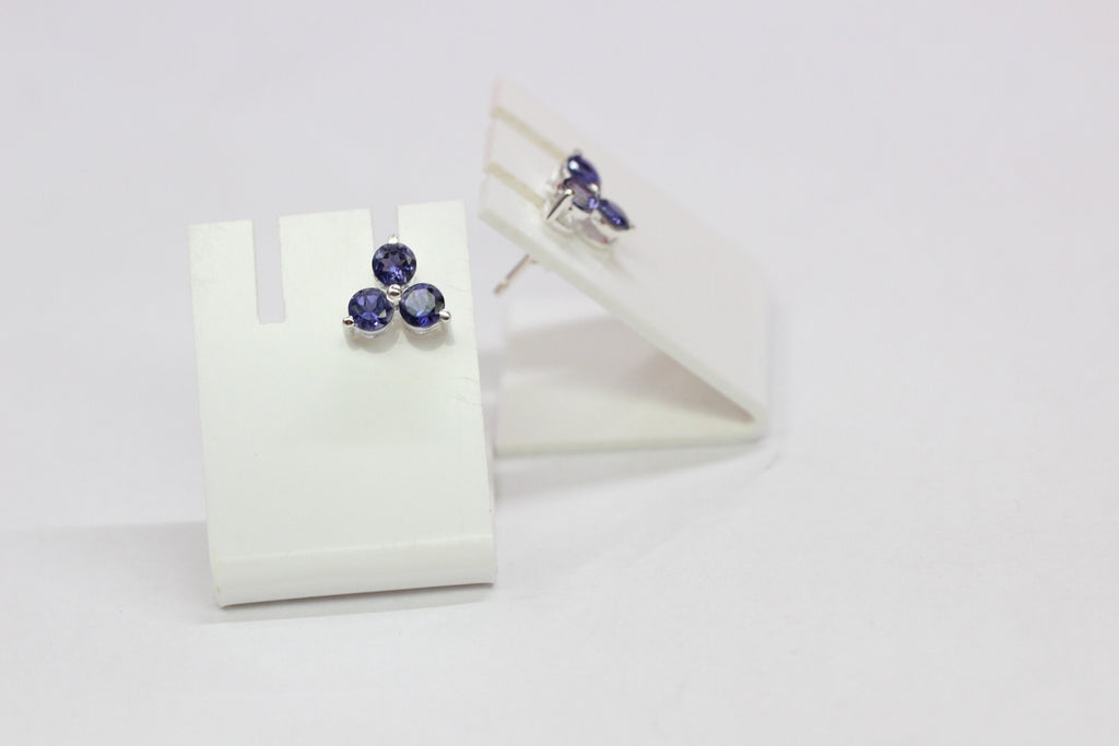 Edle 0,52 Carat Iolith Ohrstecker 925 Siilber Wassersahir Luchssaphir Ohrschmuck