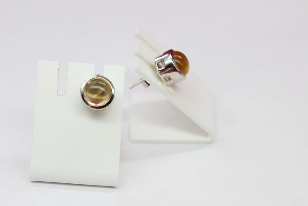 4,59 Carat Citrin Cabochon Ohrstecker 925 Silber gelber Edelstein Unisex