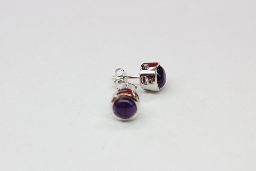 Edle 4,59 Carat Amethyst Ohrstecker 925 Silber Ohrschmuck Ohring Cabochon Unisex